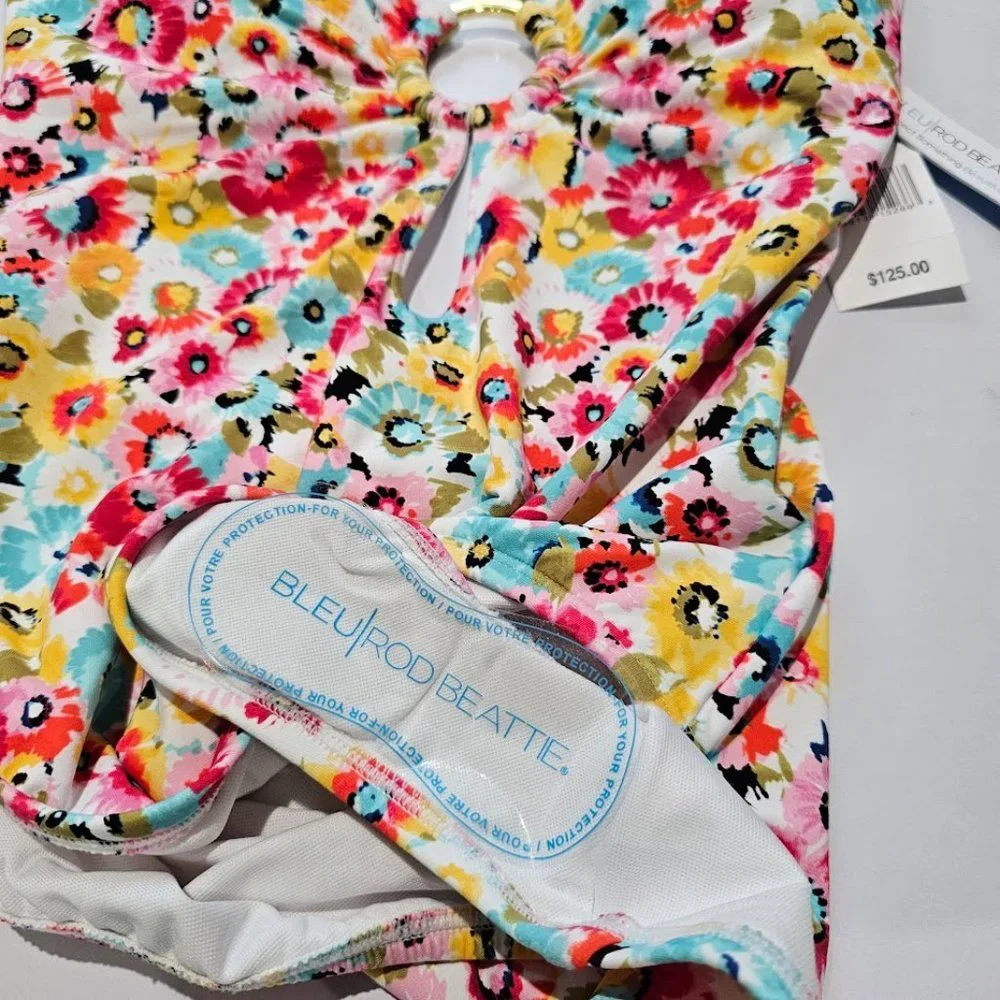 Bleu Rod Beattie Flower Hour Cross-Back One-Piece Size 6 - Picture 7 of 11